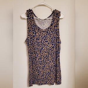 LOGO By Lori Goldstein Leopard Print Sleeveless Top Size XL Soft Lightweight